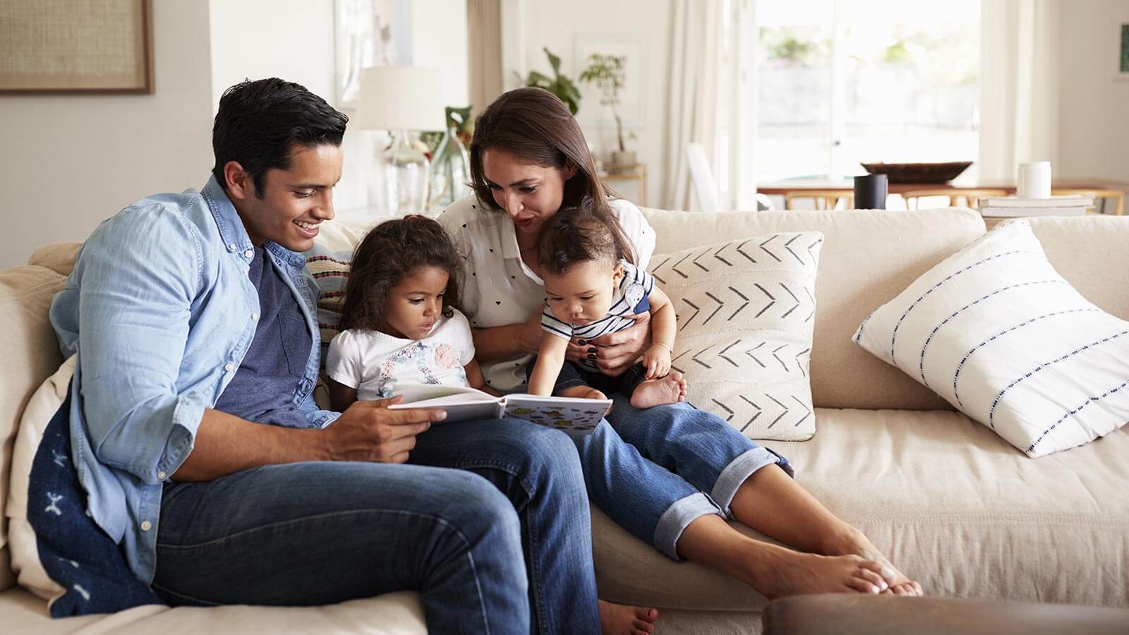 Family reading a books